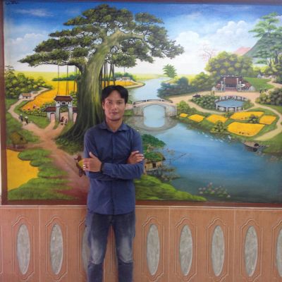 vẽ tranh tường phòng khách và ngoài trời