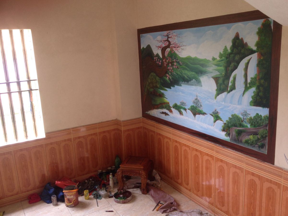 vẽ tranh tường phòng khách