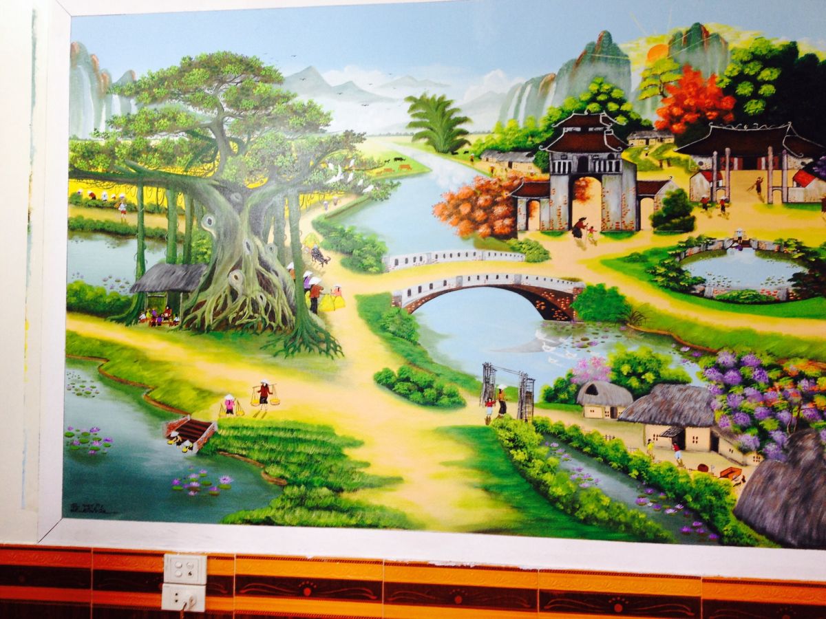 vẽ tranh tường phòng khách