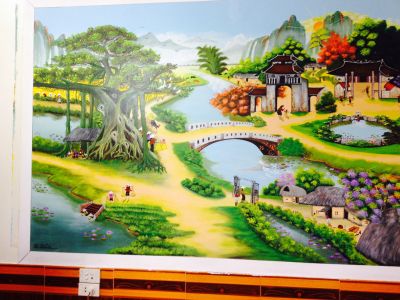 vẽ tranh tường phòng khách